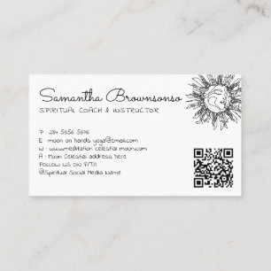 Carte De Visite Femme Simple et Propre Visage de Soleil Céleste QR