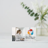 Carte De Visite Femme travaillant sur l'ordinateur (Debout devant)