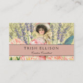 Carte De Visite Femme victorienne à fleurs roses Régence (Devant)
