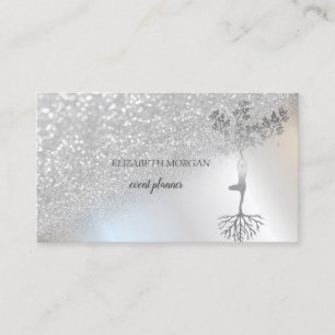Carte De Visite Femmes d'arbre de Bokeh argenté professionnel élég