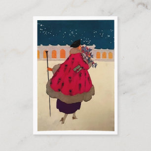Carte De Visite Femmes de Noël vintage avec fleurs