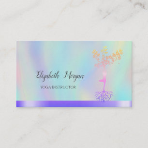 Carte De Visite Femmes silhouette d'arbre cool, Yoga holographique