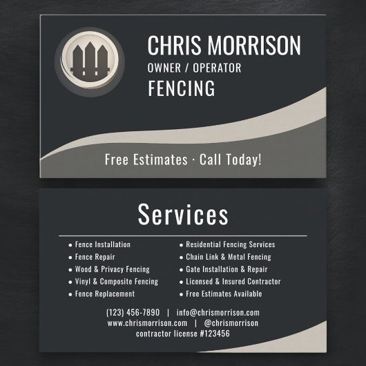 Carte De Visite Fencing Fence Builder Repair Professional