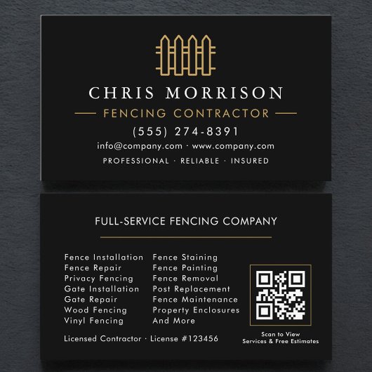 Carte De Visite Fencing Residential and Commercial QR Code