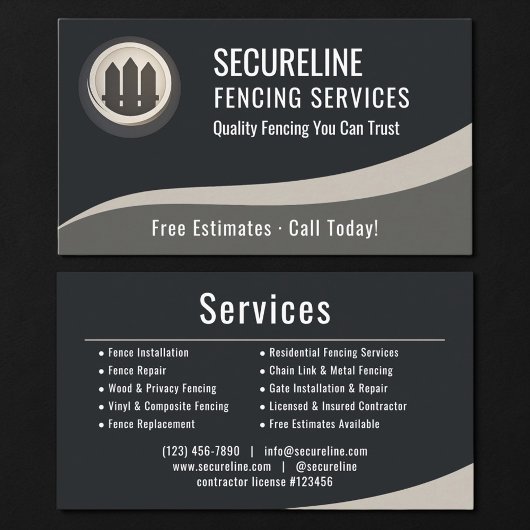 Carte De Visite Fencing Services