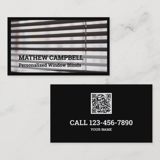 Carte De Visite Fenêtre Aveugle QR Code noir (Devant / Derrière)