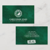 Carte De Visite Feng Shui Bagua / Pakua - blanc sur vert (Devant / Derrière)