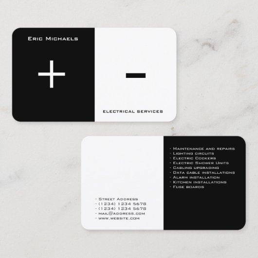 Carte De Visite Fente bilatérale d'art électrique (Devant / Derrière)