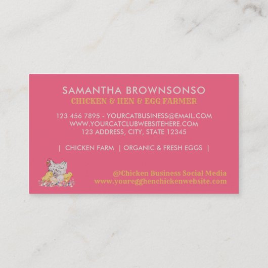 Carte De Visite Ferme à oeufs de poule rose (Dos)
