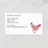 Carte De Visite Ferme à oeufs de volaille de poule de poule (Dos)