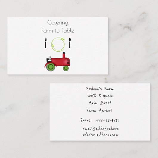 Carte De Visite Ferme à table (Devant / Derrière)