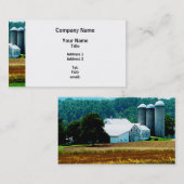 Carte De Visite Ferme Avec Silos Blancs (Devant / Derrière)