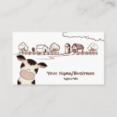 Carte De Visite Ferme de Barnyard de vache noire et blanche mignon (Devant)