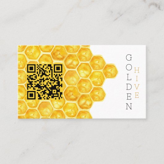 Carte De Visite Ferme de miel QR Code Honey Comb Moderne Simple (Devant)