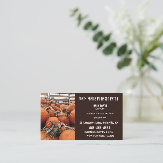 Carte De Visite Ferme de patchs Citrouille modifiable (Debout devant)