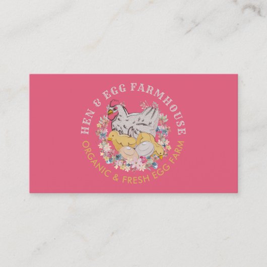 Carte De Visite Ferme de poule poule rose oeuf (Devant)