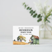 Carte De Visite Ferme de poulet aquarelle (Debout devant)