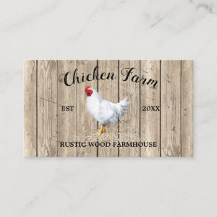Carte De Visite Ferme de poulet en bois rustique