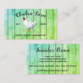 Carte De Visite Ferme de poulet en bois rustique vert (Devant / Derrière)