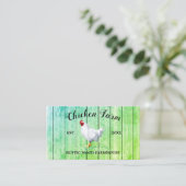 Carte De Visite Ferme de poulet en bois rustique vert (Debout devant)