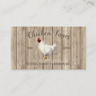 Carte De Visite Ferme de poulets en bois rustique Œufs biologiques