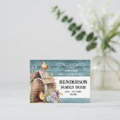 Carte De Visite Ferme d'oeufs de poulet rustique bleu (Debout devant)