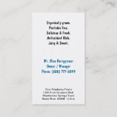 Carte De Visite Ferme ou ventes de myrtille (Dos)