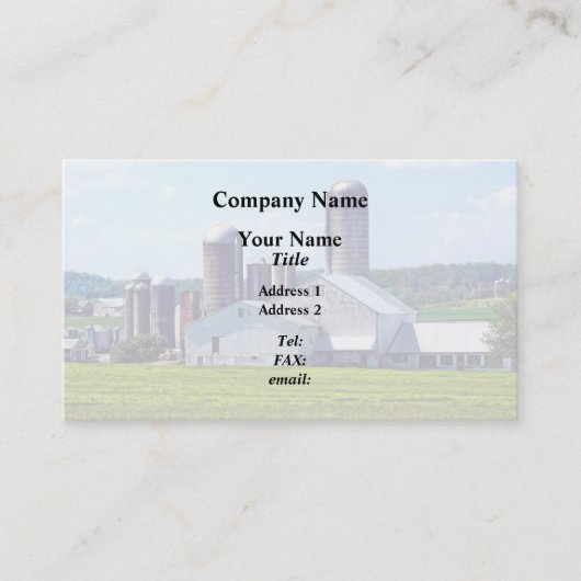 Carte De Visite Ferme Pennsylvanie avec Silos (Devant)