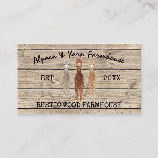 Carte De Visite Ferme rustique d'alpaca (Devant)