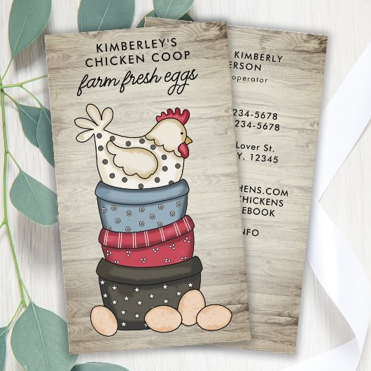 Carte De Visite Ferme rustique OEufs frais Poulet QR Code
