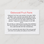 Carte De Visite Ferme Shelftalker décelable de fruit d'Oakwood (Dos)
