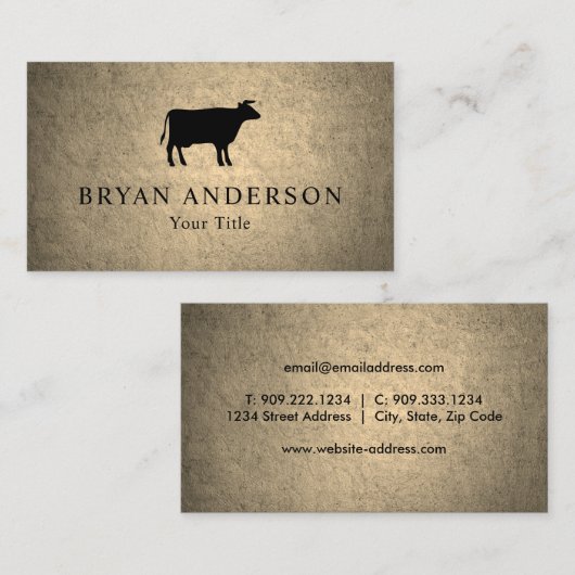 Carte De Visite Ferme - Vache (Devant / Derrière)