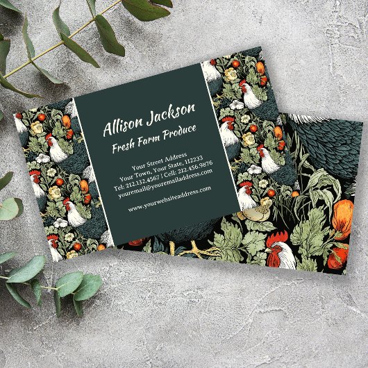 Carte De Visite Fermiers Marché Volaille ferme Green Rooster