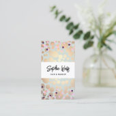 Carte De Visite Festif Confetti & Gold Circles Look Beauté Salon (Debout devant)