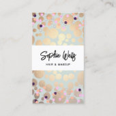 Carte De Visite Festif Confetti & Gold Circles Look Beauté Salon (Devant)