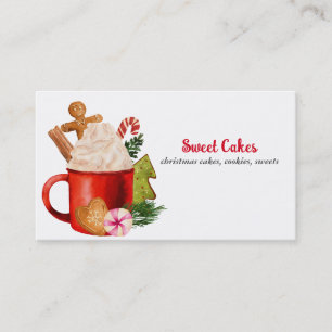 Carte De Visite Festif Hot Cocaca Cookie Candy Boulangerie de Noël