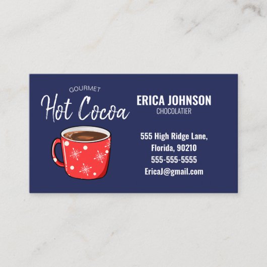 Carte De Visite Festive chocolat chaud café chocolatier chaud choc (Devant)