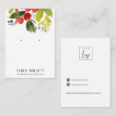 CARTE DE VISITE FESTIVE CHRISTMAS HOLLY BERRY STUD EARRY EARRY (Devant / Derrière)