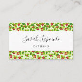 Carte De Visite Festive Motif de fruits de canneberge, vert (Devant)