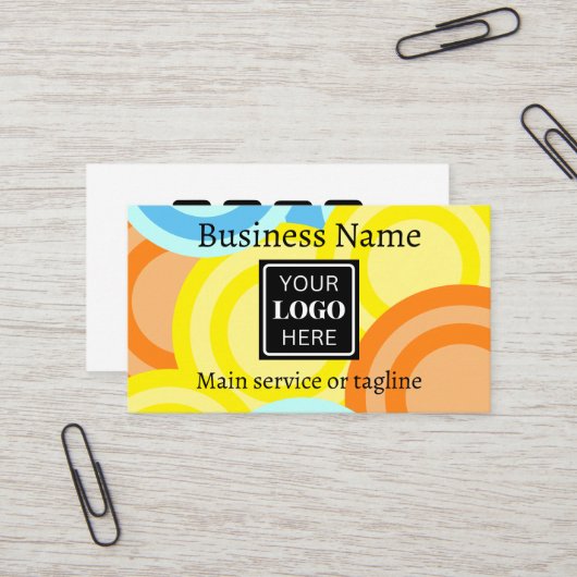 Carte De Visite Fête circulaire colorée (Devant/Arrière en situation)