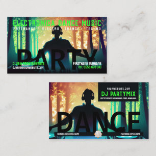 Carte De Visite Fête de danse DJ en forêt