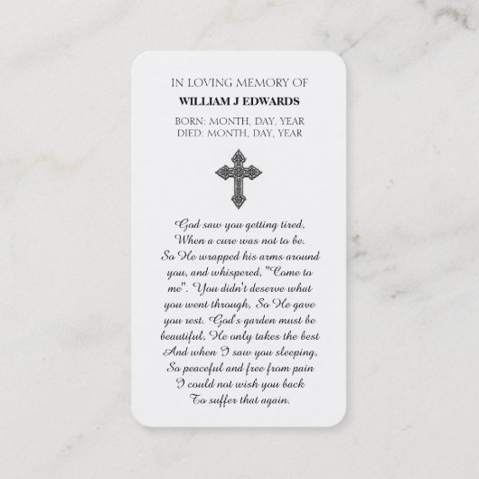 Carte De Visite Fête de la vie Pansy Flower Sympathy Card (Dos)