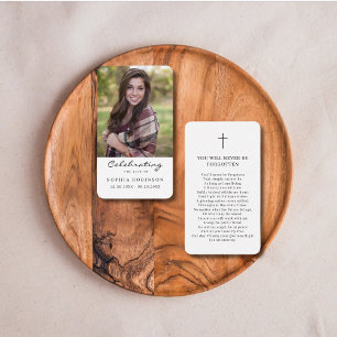 Carte De Visite Fête de la vie Photo Funeral Prayer Card