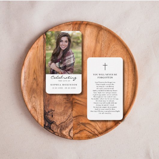 Carte De Visite Fête de la vie Photo Funeral Prayer Card