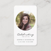 Carte De Visite Fête de la vie Photo Funeral Prayer Card (Devant)