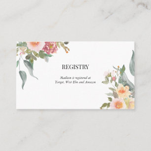 Carte De Visite Fête de mariage aquarelle florale rose vert