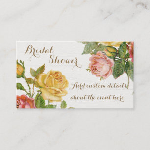 Carte De Visite Fête des mariées vintage Florale Whitewash Spring