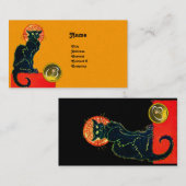 CARTE DE VISITE FÊTE DU CHAT NOIR MONOGRAMME (Devant / Derrière)