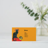 CARTE DE VISITE FÊTE DU CHAT NOIR MONOGRAMME (Debout devant)