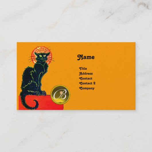 CARTE DE VISITE FÊTE DU CHAT NOIR MONOGRAMME (Devant)